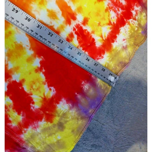 Luxe Artisan Hand Dyed Rainbow Tie-Dye Asymmetric Hem Dress Size Small - Picture 9 of 14